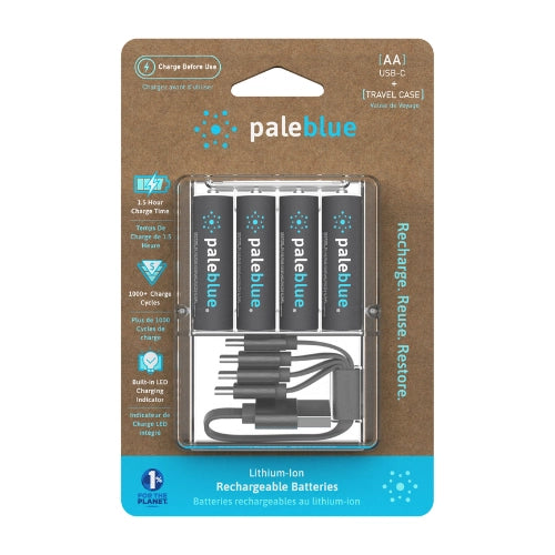 Pack 4 Piles Rechargeables Lio-ion 1.5v USB-C PALE BLUE (LR06) AA